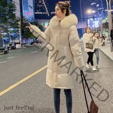 just feel!ng 여자 여성 겨울 패딩 학생 롱 루즈핏 코트 데이트하기 좋은 자켓 뽀실뽀실 아우터 털후드점퍼