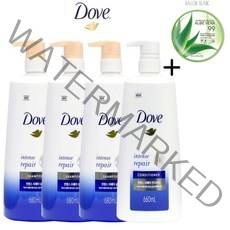 도브 인텐스 리페어 샴푸 680ml x3개 컨디셔너 660ml x1개, 리페어샴푸3개 + 컨디셔너 x1개발롱원형수딩젤 1개