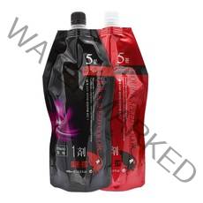 본코스메틱 퍼펙트퓨전 오징어먹물 5분 퀵스피드 컬라크림 염색약 1제 450ml + 2제 450ml, 진한갈색, 1세트