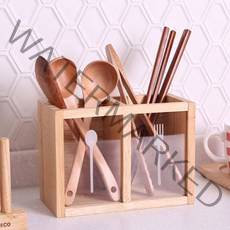 에코DIY 고무나무 원목 수저꽂이, 내츄럴, 1개