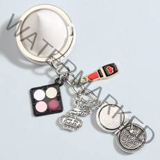 금속 에나멜 키 체인 아이 섀도우 립스틱 향수 열쇠 고리 메이크업 열쇠 고리 여자 수제 보석 선물