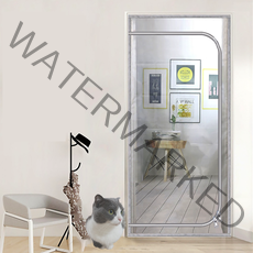 방묘문 방묘창 고양이방충망 베란다 현관문 고양이울타리 안전문 펫도어 방충문, 화이트