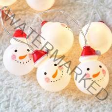 크리스마스 눈사람 LED 동글 가랜드 줄전구 10구, 혼합색상