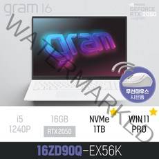 LG 2022 그램16(12세대) 16ZD90Q-EX56K, WIN11 Pro, 16GB, 1TB, 코어i5, 화이트