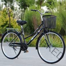 자전거 성인 가벼운 24인치 26인치 여성 통근, 고급 블랙 알루미늄 합금 테두리, 단일 속도