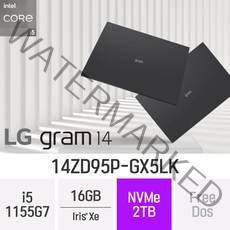 LG 2022 그램14 14ZD95P-GX5LK - 14인치 Iris Xe 가볍고 휴대하기 좋은 사무용 인강용 대학생 추천 노트북, Free Dos, 16GB, 2TB