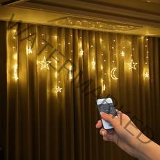 파인블루 LED 별달 행인 가렌더 리모컨 줄조명, 웜 화이트