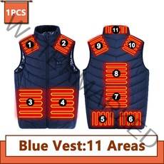 남녀공용 Usb 가열 조끼 난방 사냥 겨울 재킷 블랙 17/13 구역, 04 11 Areas blue