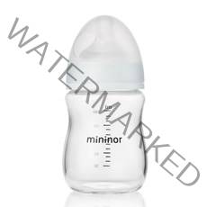 미니노어 스마트 유리젖병 160ml + 젖꼭지, 1단계, 투명