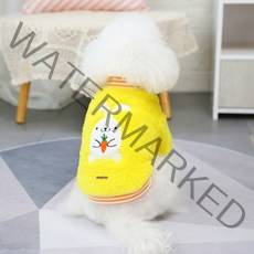 딩동펫 반려동물 뽀글이 토끼 티셔츠, 옐로우