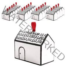 콤래드 널찍한 하우스박스 20p + 레드리본, 혼합색상, 1세트