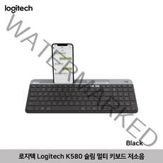 로지텍 Logitech K580 슬림 멀티 키보드 (영문각인) 무선 저소음, 그라파이트, Logitech-WLKeyboard-K580-Black