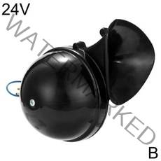 에어혼 자동차 크락션 12v24v 300db-350db 달팽이 공기 뿔 슈퍼 시끄러운 검은 전기 달팽이 경적 공기 ​​경적 성난 소리 경적, 24v