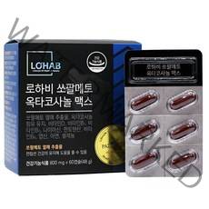 로하비 쏘팔메토 옥타코사놀 맥스 1박스(2개월분) 소팔메토 로르산 115mg 옥타코사놀 40mg 전립선 지구력 아연 영양제