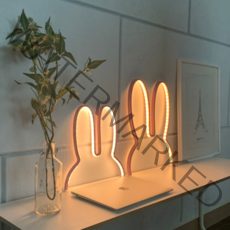 이코노미쿠스 붙이는 LED 토끼 침대 간접 조명 수면등 무드등 대형, 핑크 (대)