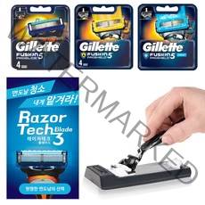 질레트 면도날 4개입 + 레이저테크(면도날클리너), 1개, 레이저테크+질레트 프로쉴드 옐로우 면도날 4입