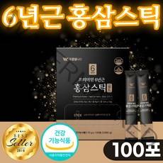 6년근 홍삼스틱 홍삼액 홍삼진액 국산 홍삼 만성 피로 혈행 항산화 건강 개선 도움 에좋은 액기스 원액 중년 여성 남성 식약처 인증 짜먹는 40 50 60 대 데일리 프리미엄 발효, 1개, 100포