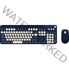 앱코 무선 멤브레인 키보드 마우스 세트, 인체공학, WKM50, 네이비