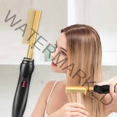 Nicshico 고데기 매직기 세라믹 건습 겸용 온도조절 화상 방지 다용도휴대용 헤어롤, 골드