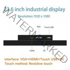 시리온마켓 노트북 휴대용 듀얼 모니터 19 21.5 23.6 인치 산업용 디스플레이 태블릿 vga hdmi usb 저항 터치 스크린 임베디드 설치의 lcd 화면 모니터, 23inch VGA HDMI USB
