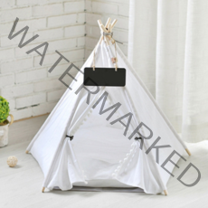 요기쏘 반려동물 린넨 원목 텐트 하우스, 화이트