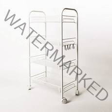 마켓플랜 메쉬 철제 트롤리 4단, 화이트