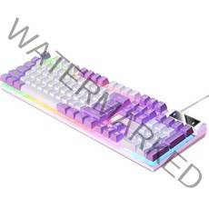 PC 컴퓨터 게임 사무실을 위한 유선 기계식 게임용 키보드 USB RGB 백라이트 LED 조명 효과, 435x130x25mm, ABS 플라스틱, 화이트 퍼플