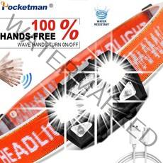 20000 루멘 LED 헤드 램프 슈퍼 브라이트 모션 센서 핸즈프리 강력한 헤드 라이트 USB 충전식 헤드 램프 라이트 방수, 주황색