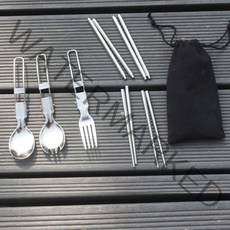 MKL 등산 캠핑 스텐레스 접이식 수저세트 2인용, 없음