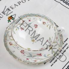 빈티지 꽃무늬 커피잔 6종 예쁜 레트로 북유럽 찻잔 홍차잔 라떼잔 커피잔 도자기, A