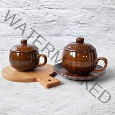 국산 도자기 연꽃 쌍화찻잔세트 빈티지 전통 쌍화차잔 대추찻잔, 160ml쌍화찻잔세트_받침미포함