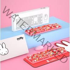 미피키보드 캐릭터 키보드마우스 세트 레트로 노트북 핑크 데스크탑 키마셋 장패드 증정