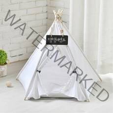 춘식이몰 원목 강아지 텐트 집 고양이 애견 캠핑 침대 하우스 인디언텐트, 모던 사각 캔버스