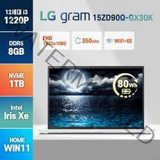LG전자 2022년형 그램 15인치 15ZD90Q-GX30K 게임 학생 주식 고성능 기업 가성비 노트북 윈도우11, LG그램 15ZD90Q-GX30K, WIN11 Home, 8GB, 1TB, 코어i3, 화이트