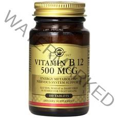솔가 비타민 B12 500mcg 타블렛 글루텐 프리 무설탕, 100개입, 1개