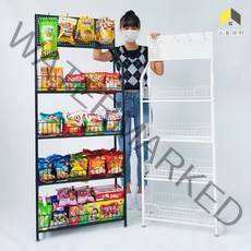 [국내배송] 대형 홈 피시방 펜트리 이동식 진열대 매대 철제 편의점 선반 트롤리 바퀴 수납대 가판대 랙, 대형-화이트 바퀴 미포함