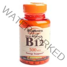 선다운네츄럴스 하이 포텐시 B12 500mcg 타블렛 글루텐 프리 베지테리안, 200개입, 1개