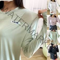 스토리원 여성오버핏 메쉬 긴팔 티셔츠 필라테스복 요가복 FT-LT08