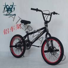 BMX 묘기 자전거 20 인치 더블 디스크 브레이크 기술 자동차 성능 자동차 멋진 거리 자동차 알루미늄 합금 스턴트 자동차 유니버설 턴, 빨간색