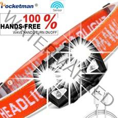 20000 루멘 LED 전조 등 슈퍼 밝은 모션 센서 핸즈프리 강력한 헤드 라이트 USB 충전식 헤드 램프 라이트 방수|Headlamps|, Black