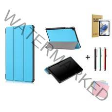 갤럭시탭A7 10.4 SM-T500 T505 북커버 케이스+9H강화유리필름, 스카이+9H강화유리필름