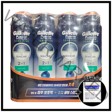 질레트 센서티브 2 in 1 퓨어스포츠 듀오팩 쉐이빙 젤 170G X 4개 + 알콜솜