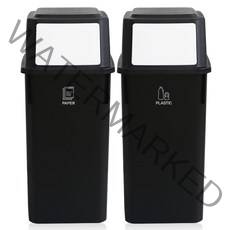 코멧 홈 깊은 쓰레기 분리수거함 60L 블랙, 2개입