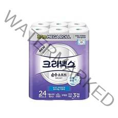 크리넥스 3겹 순수소프트 화장지 37M 24롤 1팩