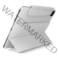 오브원 아이패드 프로 5세대 4세대 27.94cm 하이브리드 폴리오 스마트커버 케이스 애플펜슬 수납 커버 분리형, 라이트그레이