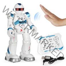 인공지능로봇 움직이는 로봇 제스처 감지 스마트 rc 프로그래밍 노래 춤 led 조명 lcd 전기 조기 교육 완구와 음성 제어, 파란색