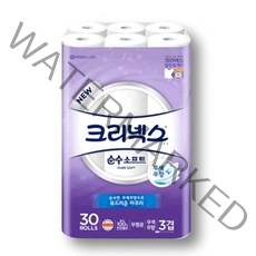 크리넥스 순수소프트 3겹 화장지 27m 30롤 x 1팩