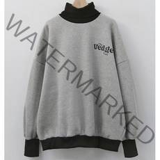 퍼니걸스 5970 루즈핏 반목 배색 기모 레터링 맨투맨 티셔츠 여성의류