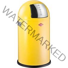 Wesco Pushboy 웨스코- 독일산 - 푸시 도어 휴지통 파우더 코팅 스틸 13.2갤런/50L 블랙, 담황색