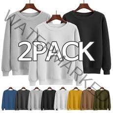 2장묶음 [1+1] 오버핏 특양면 무지 맨투맨 블랙 남녀공용 빅사이즈 M~3XL